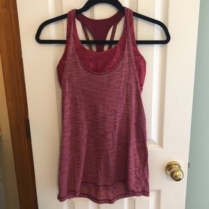 Lululemon maroon layered tank and bra combo sz 6